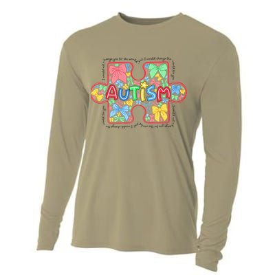 Autism Awareness Puzzle Heart Awareness Day - Women Girl Cooling Performance Long Sleeve Crew