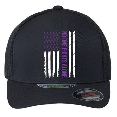 Alzheimers Awareness Purple Ribbon Dementia Mom Dad Grandpa Flexfit Unipanel Trucker Cap