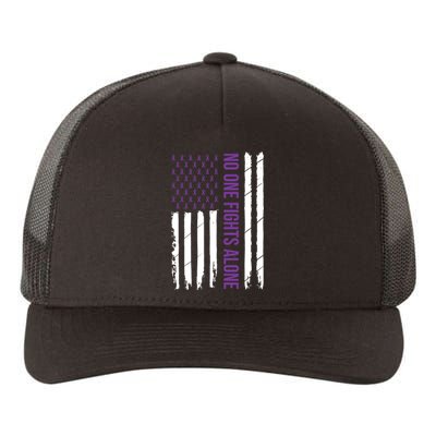 Alzheimers Awareness Purple Ribbon Dementia Mom Dad Grandpa Yupoong Adult 5-Panel Trucker Hat