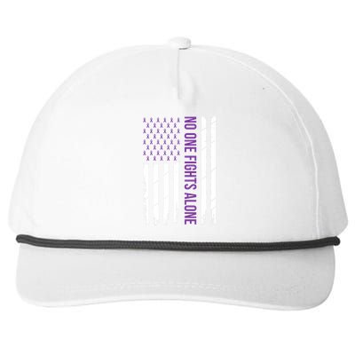 Alzheimers Awareness Purple Ribbon Dementia Mom Dad Grandpa Snapback Five-Panel Rope Hat