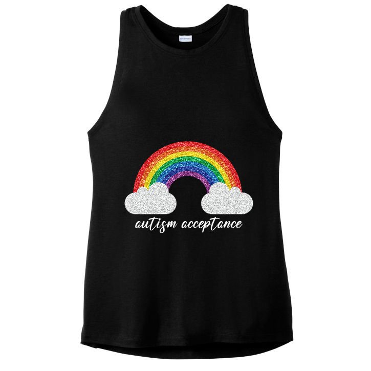 Autism Acceptance Rainbow Ladies PosiCharge Tri-Blend Wicking Tank