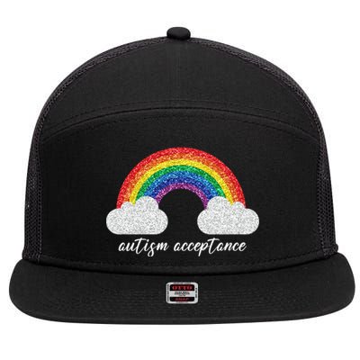 Autism Acceptance Rainbow 7 Panel Mesh Trucker Snapback Hat