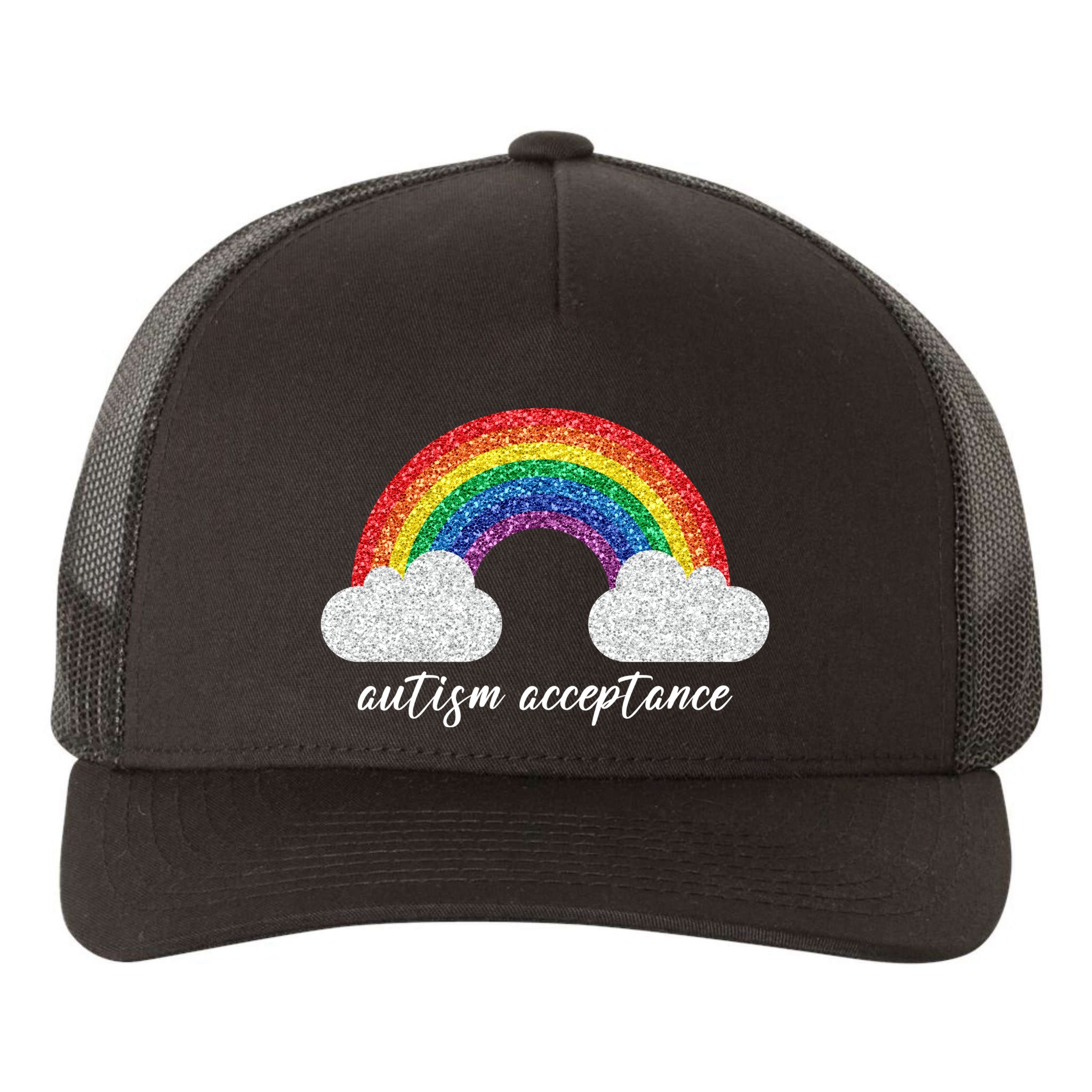 Autism Acceptance Rainbow Yupoong Adult 5-Panel Trucker Hat