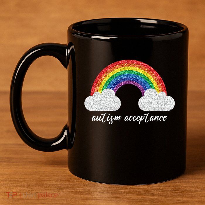 Autism Acceptance Rainbow 11oz C Handle Ceramic Mug