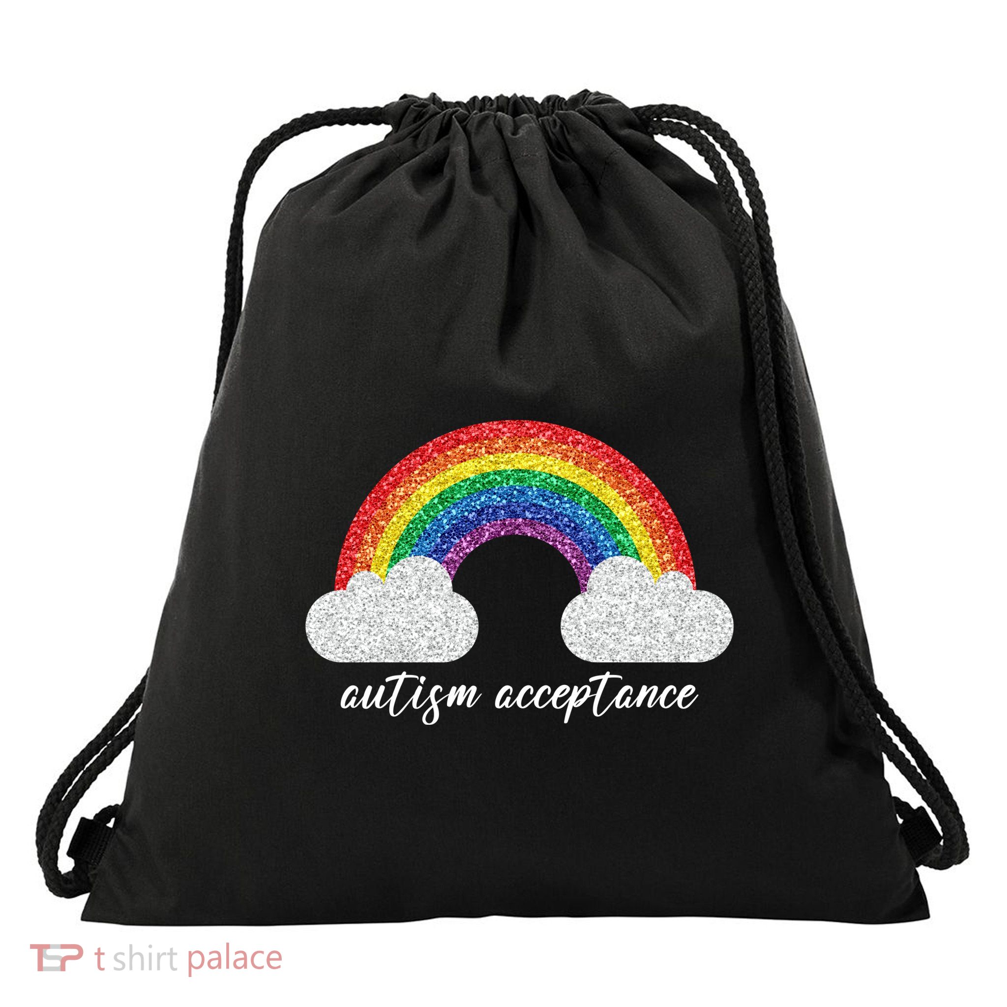 Autism Acceptance Rainbow Drawstring Bag