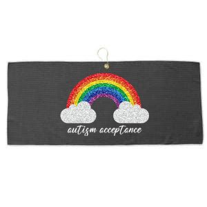 Autism Acceptance Rainbow Large Microfiber Waffle Golf Towel