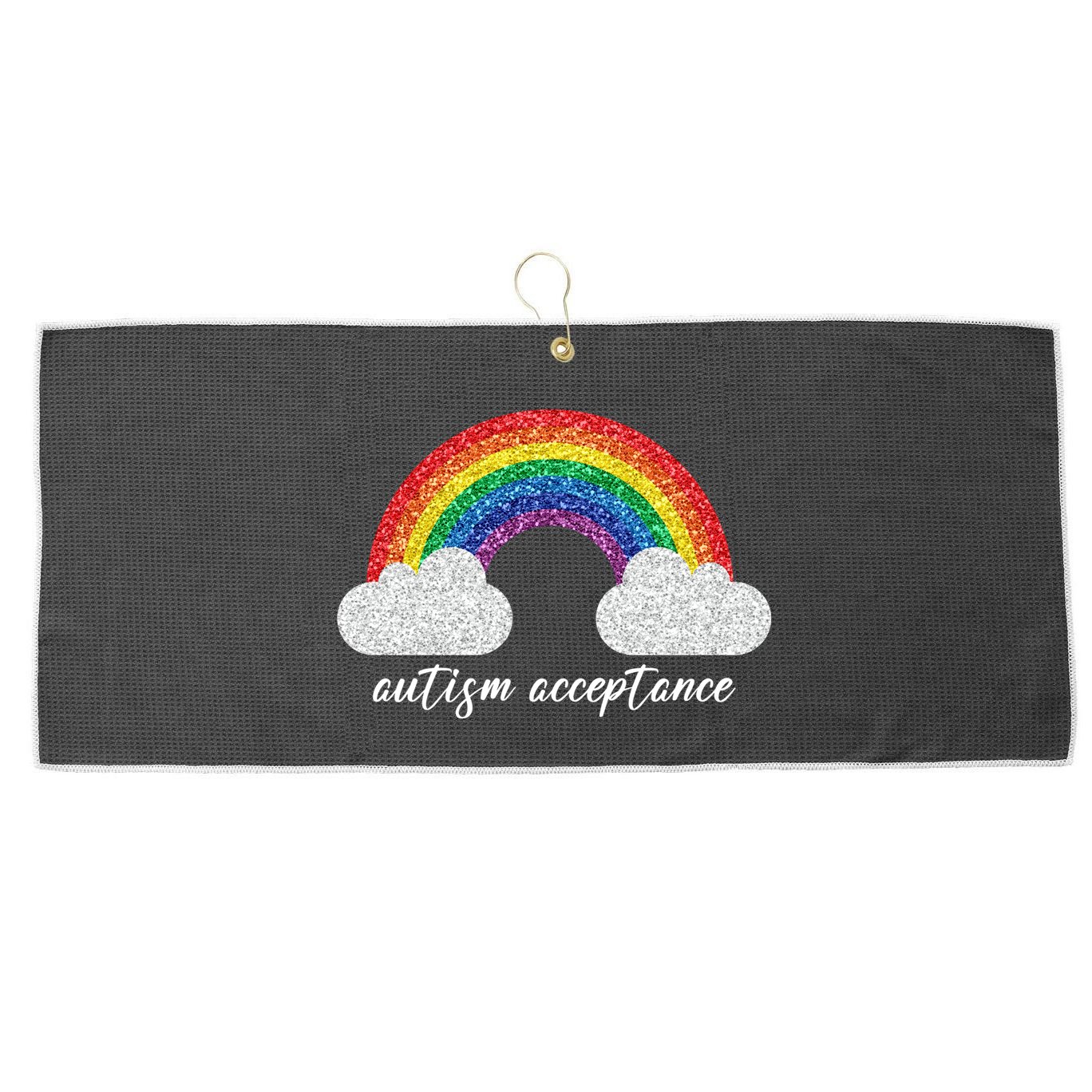 Autism Acceptance Rainbow Large Microfiber Waffle Golf Towel