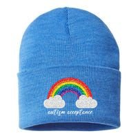 Autism Acceptance Rainbow Sustainable Knit Beanie