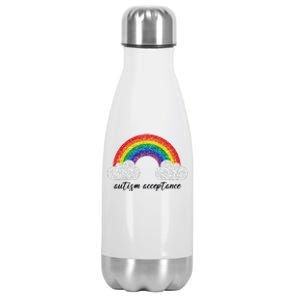 Autism Acceptance Rainbow Stainless Steel Insulated Water Bottle