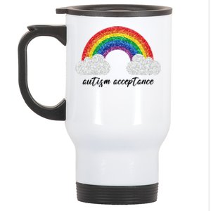 Autism Acceptance Rainbow Stainless Steel Travel Mug