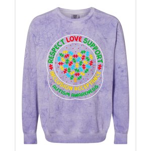 Autism Awareness Respect Love Support Autism Funny Gift Colorblast Crewneck Sweatshirt