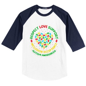 Autism Awareness Respect Love Support Autism Funny Gift Baseball Sleeve Shirt