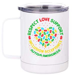 Autism Awareness Respect Love Support Autism Funny Gift 12 oz Stainless Steel Tumbler Cup