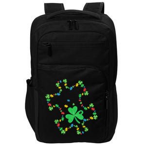 Autism Awareness Rainbow Puzzle Shamrock St Patrick's Day Impact Tech Backpack