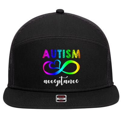 Autism Acceptance Rainbow 7 Panel Mesh Trucker Snapback Hat