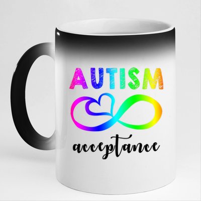 Autism Acceptance Rainbow 11oz Black Color Changing Mug