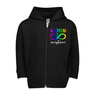 Autism Acceptance Rainbow Toddler Zip Fleece Hoodie