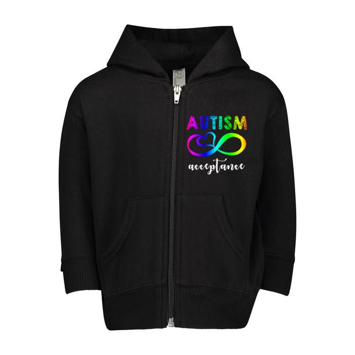 Autism Acceptance Rainbow Toddler Zip Fleece Hoodie