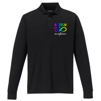 Autism Acceptance Rainbow Performance Long Sleeve Polo