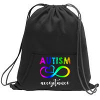 Autism Acceptance Rainbow Sweatshirt Cinch Pack Bag