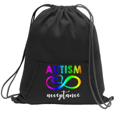 Autism Acceptance Rainbow Sweatshirt Cinch Pack Bag