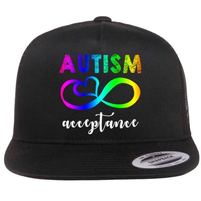 Autism Acceptance Rainbow Flat Bill Trucker Hat