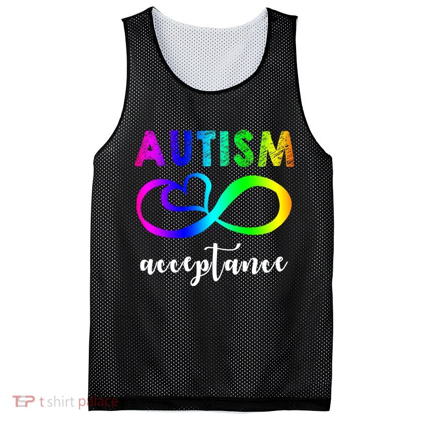 Autism Acceptance Rainbow Mesh Reversible Basketball Jersey Tank
