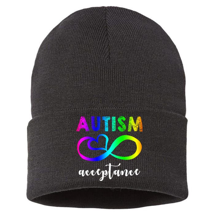 Autism Acceptance Rainbow Sustainable Knit Beanie