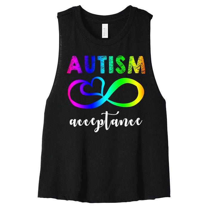 Autism Acceptance Rainbow Women's Racerback Cropped Tank