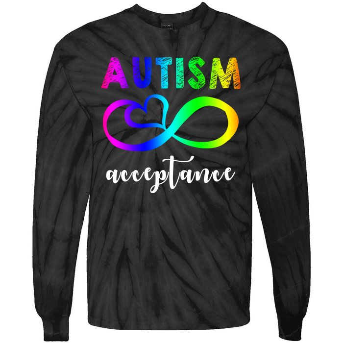 Autism Acceptance Rainbow Tie-Dye Long Sleeve Shirt