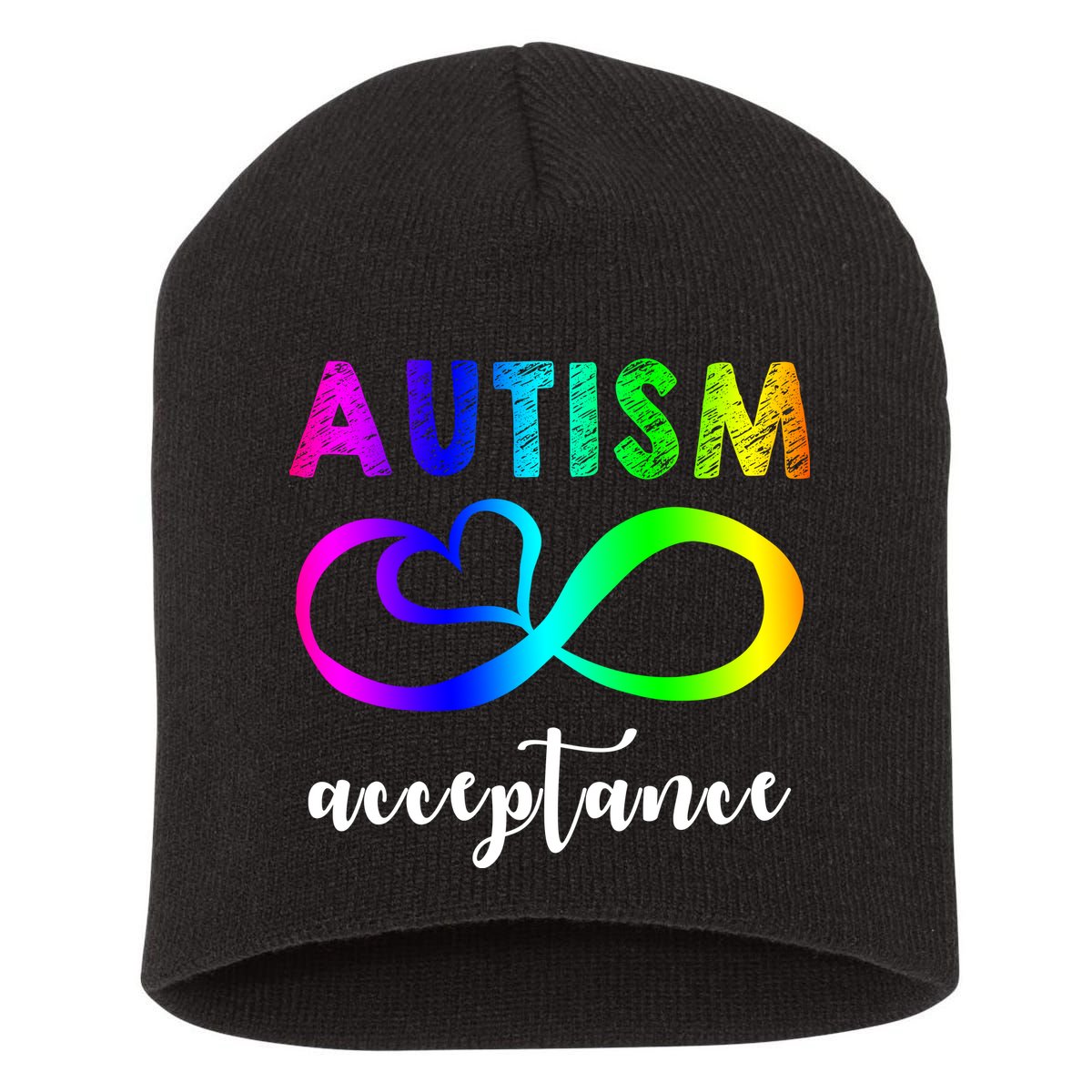 Autism Acceptance Rainbow Short Acrylic Beanie