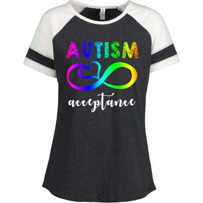 Autism Acceptance Rainbow Enza Ladies Jersey Colorblock Tee