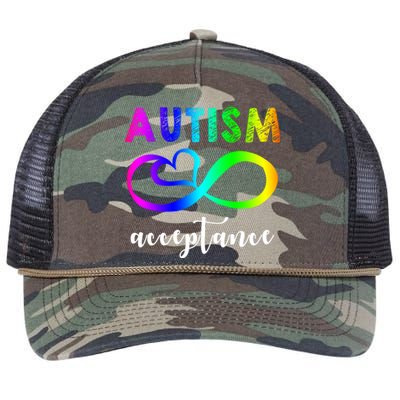 Autism Acceptance Rainbow Retro Rope Trucker Hat Cap