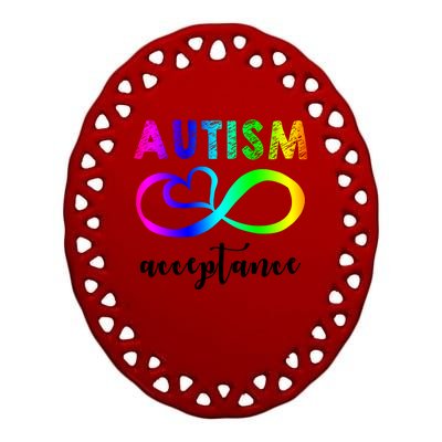 Autism Acceptance Rainbow Ceramic Oval Ornament