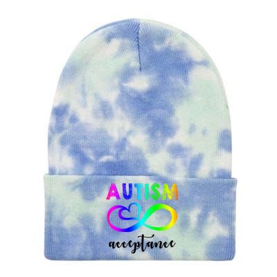 Autism Acceptance Rainbow Tie Dye 12in Knit Beanie