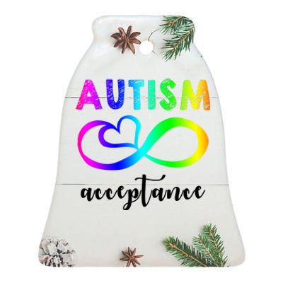 Autism Acceptance Rainbow Ceramic Bell Ornament