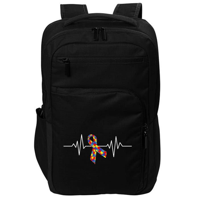 Autism Awareness Ribbon Heartbeat Impact Tech Backpack