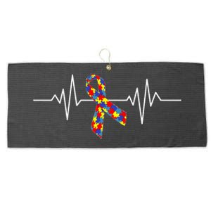 Autism Awareness Ribbon Heartbeat Large Microfiber Waffle Golf Towel