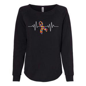 Autism Awareness Ribbon Heartbeat Womens California Wash Sweatshirt