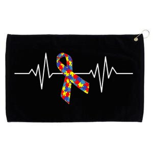 Autism Awareness Ribbon Heartbeat Grommeted Golf Towel