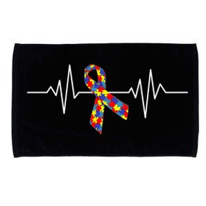 Autism Awareness Ribbon Heartbeat Microfiber Hand Towel