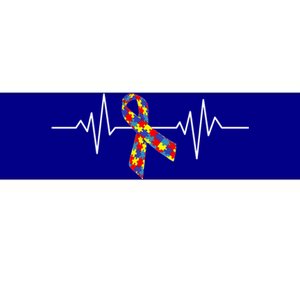 Autism Awareness Ribbon Heartbeat Bumper Sticker