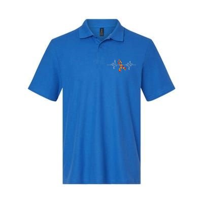 Autism Awareness Ribbon Heartbeat Softstyle Adult Sport Polo