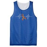 Autism Awareness Ribbon Heartbeat Mesh Reversible Basketball Jersey Tank