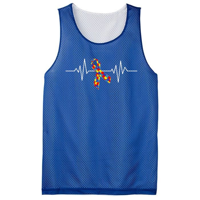 Autism Awareness Ribbon Heartbeat Mesh Reversible Basketball Jersey Tank