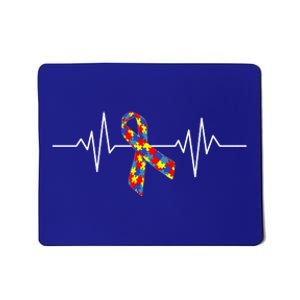 Autism Awareness Ribbon Heartbeat Mousepad