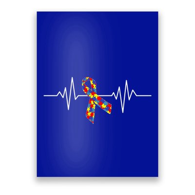 Autism Awareness Ribbon Heartbeat Poster