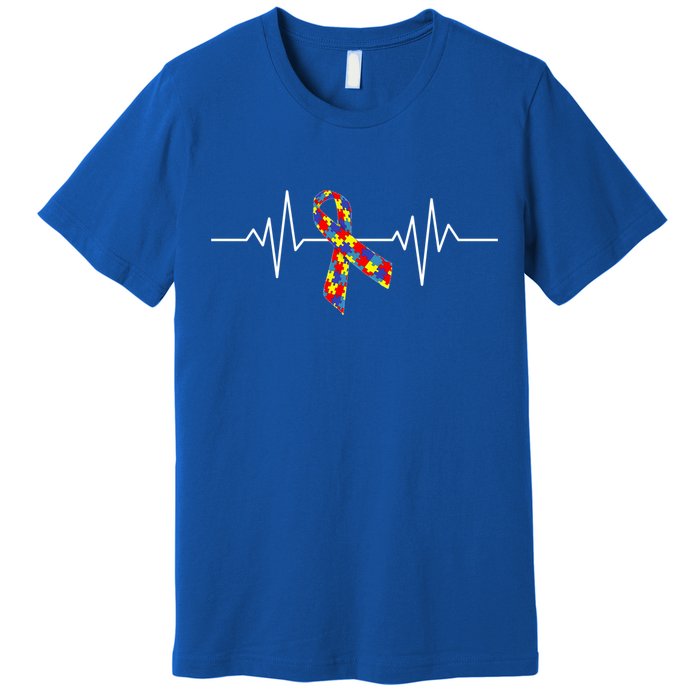 Autism Awareness Ribbon Heartbeat Premium T-Shirt