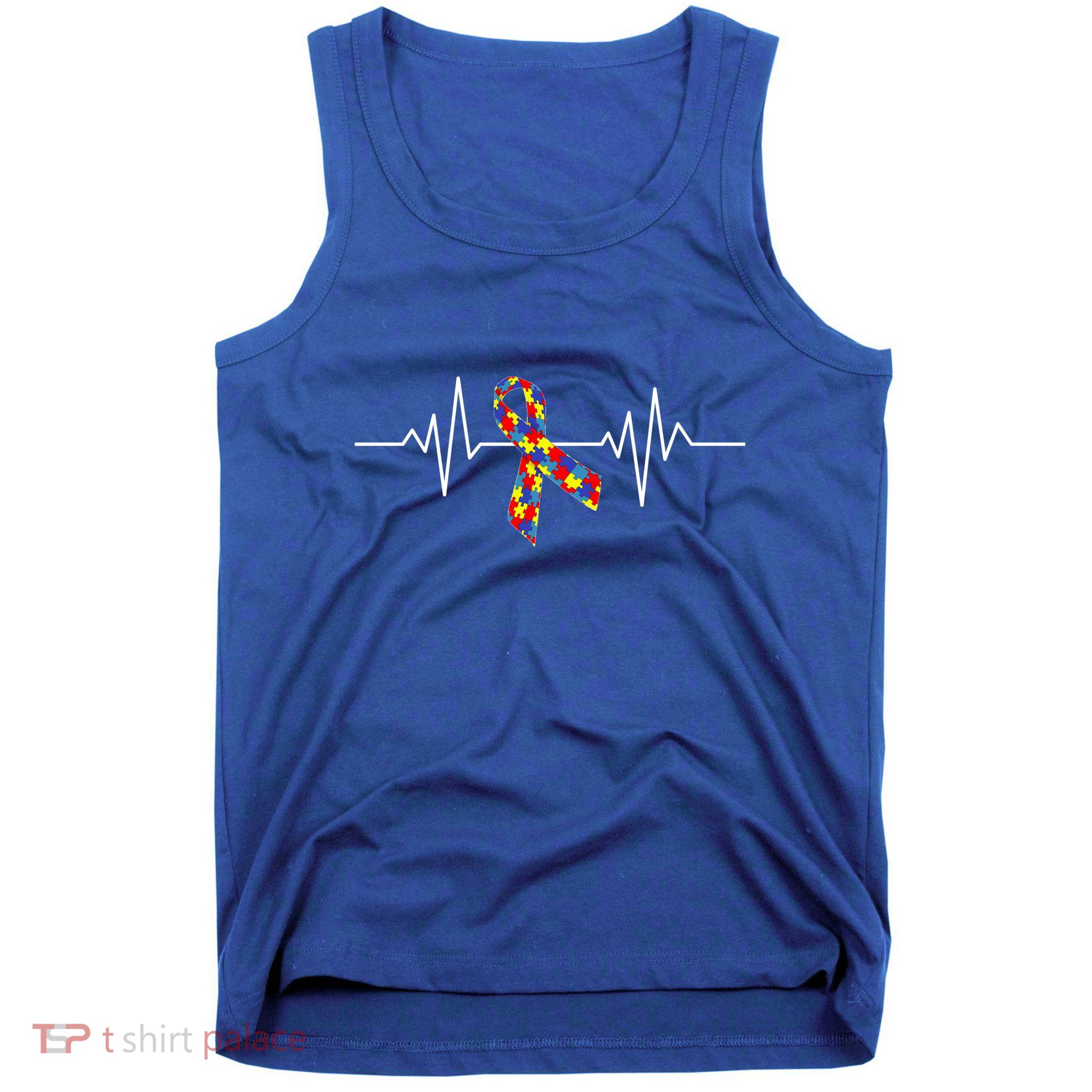 Autism Awareness Ribbon Heartbeat Tank Top