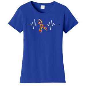 Autism Awareness Ribbon Heartbeat Women's T-Shirt